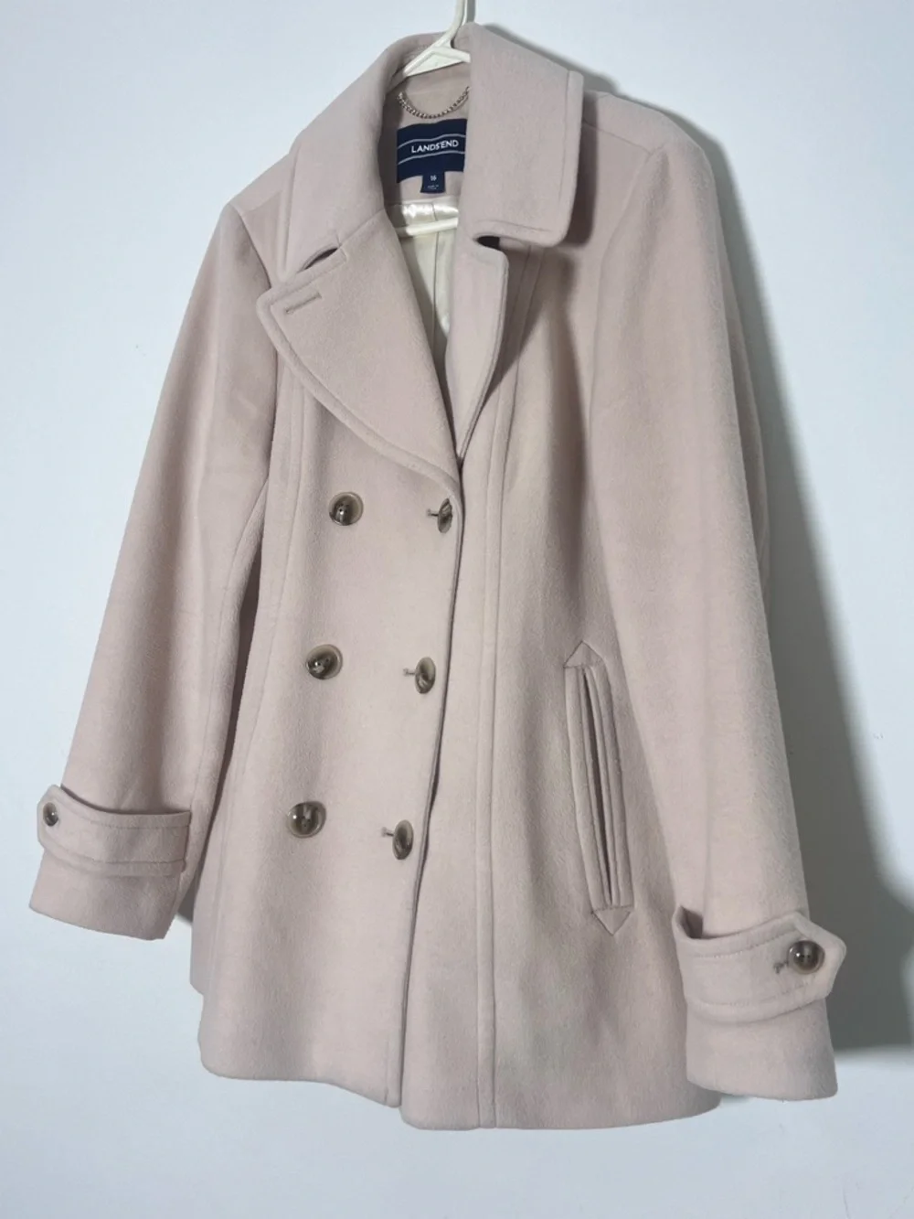 Lands End Women’s Soft Camel Wool Blend Peacoat